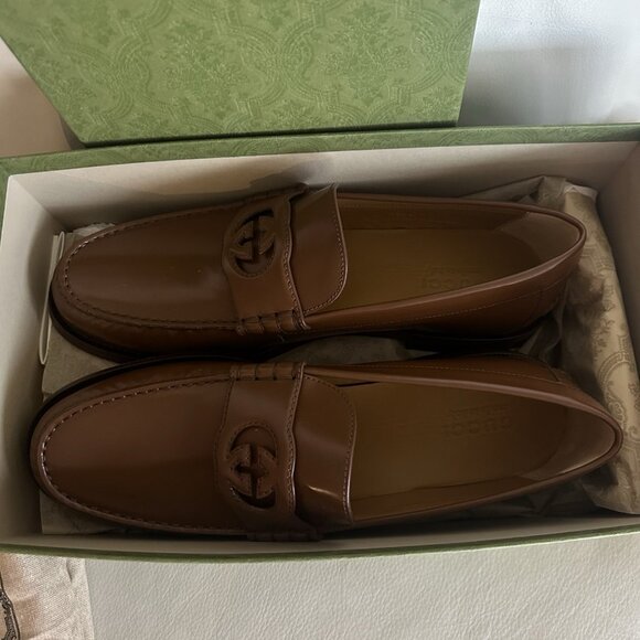 Gucci 738470 Mens Brown Leather Millennial Ribot GG Loafers 13 UK 13.5 US $850 - Picture 7 of 12